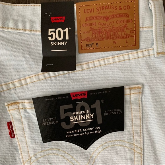 Levi's NEW 501 High Waist Skinny Light Wash Raw Hem Jeans - Picture 8 of 16